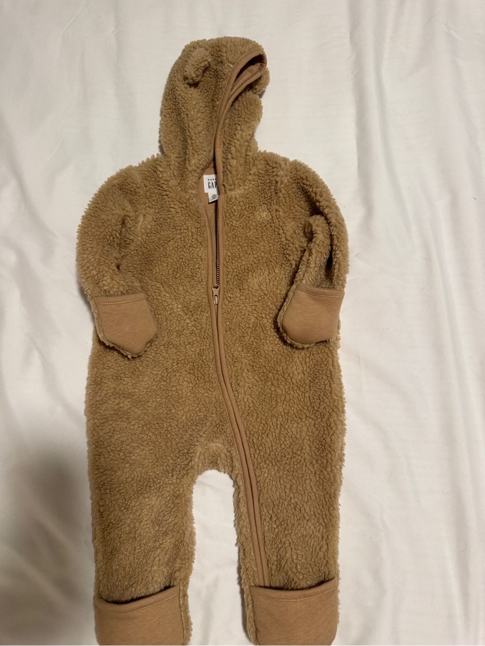 GAP Brown Teddy Hooded One-Piece Footie